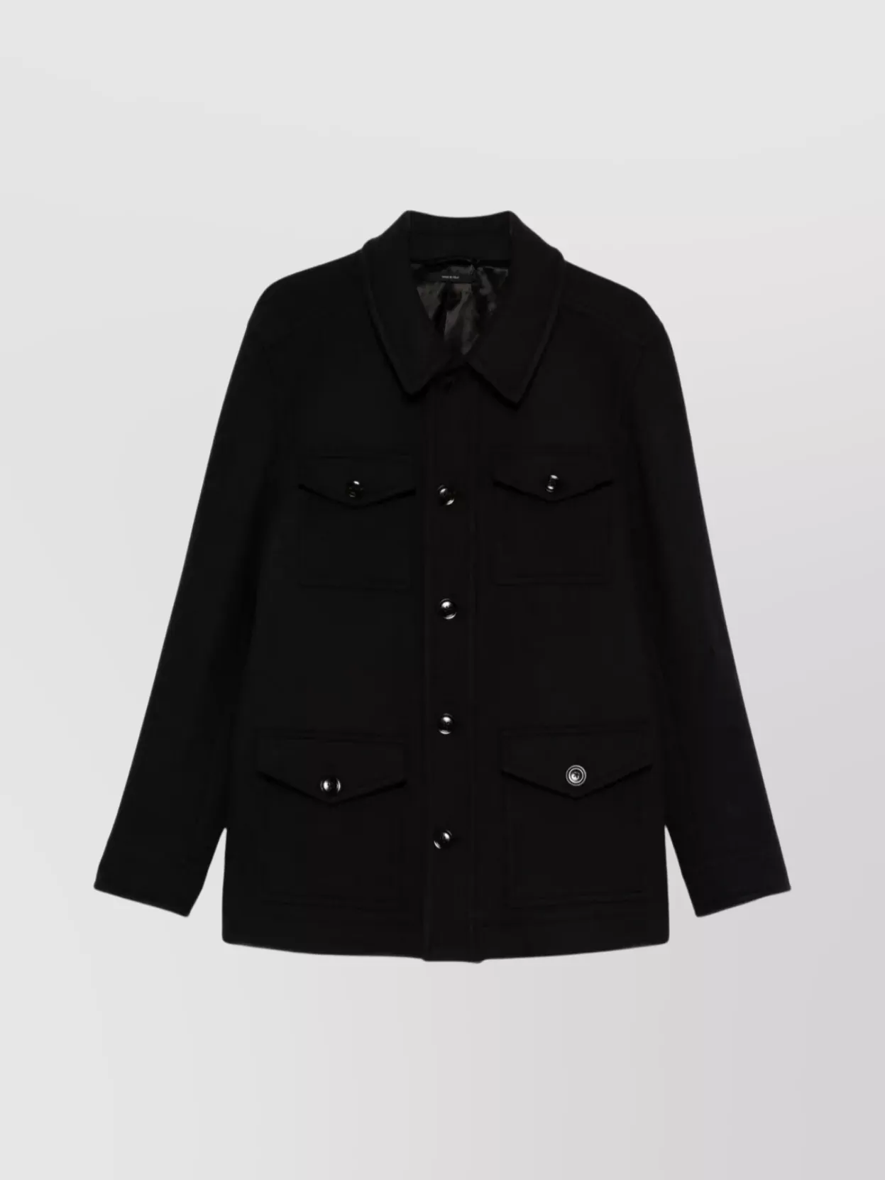 Tom Ford Four Pocket Collared Twill Jacket In Black