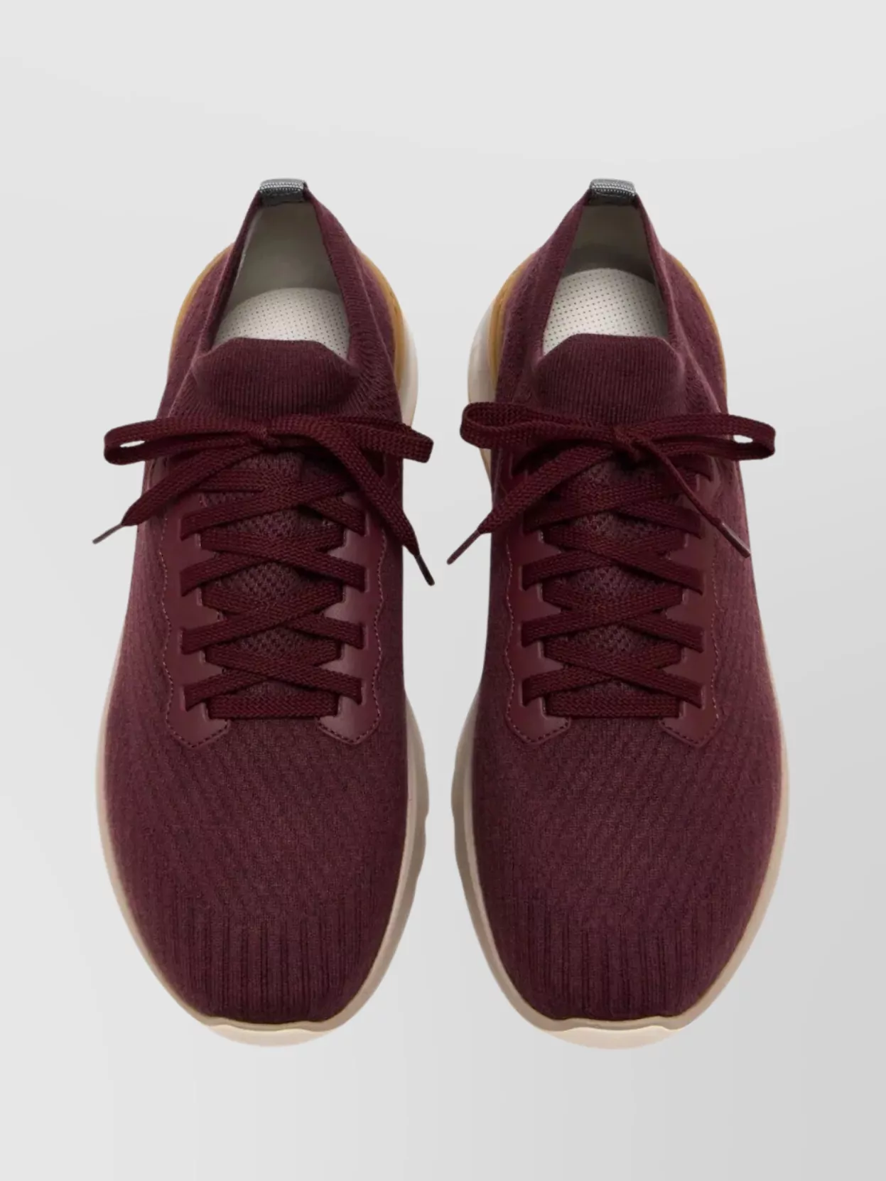 Brunello Cucinelli Men Burgundy Knit And Leather Runners In Burgundy