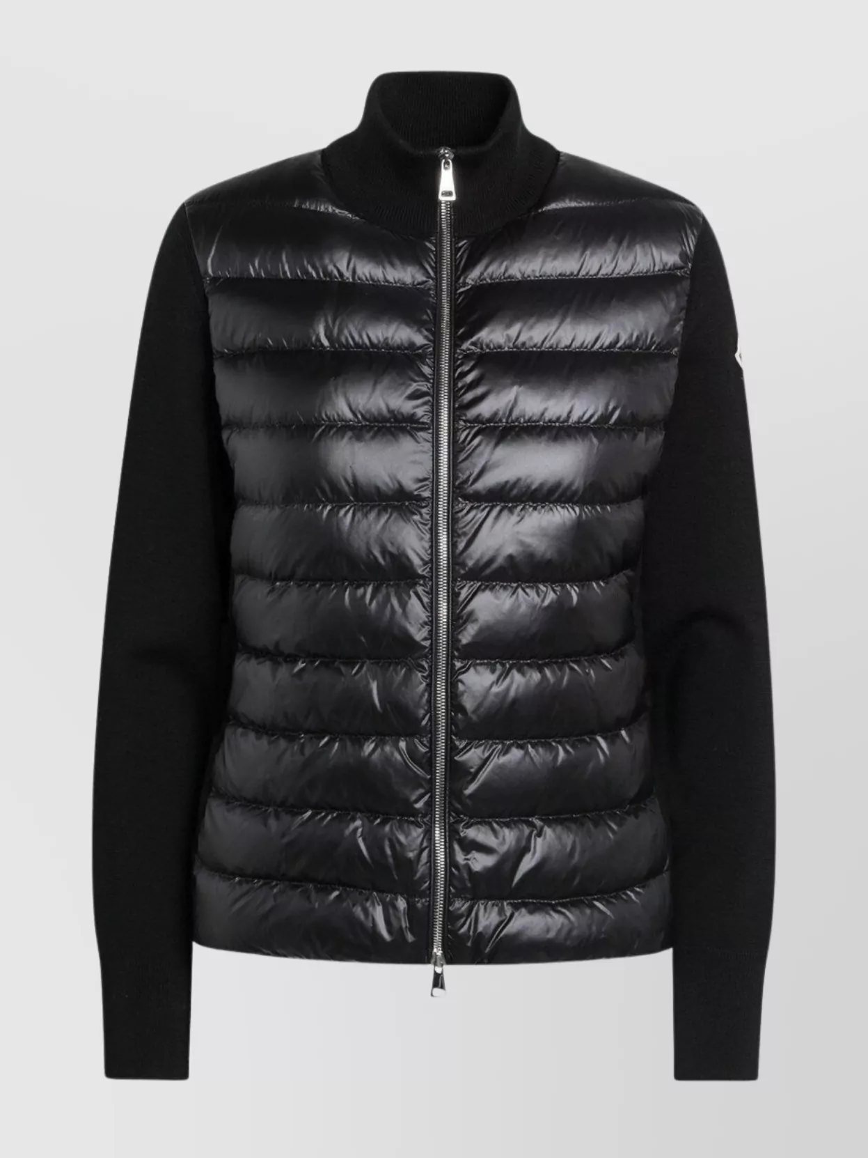 Moncler Women Nylon Down Jacket With Virgin Wool Inserts In Black