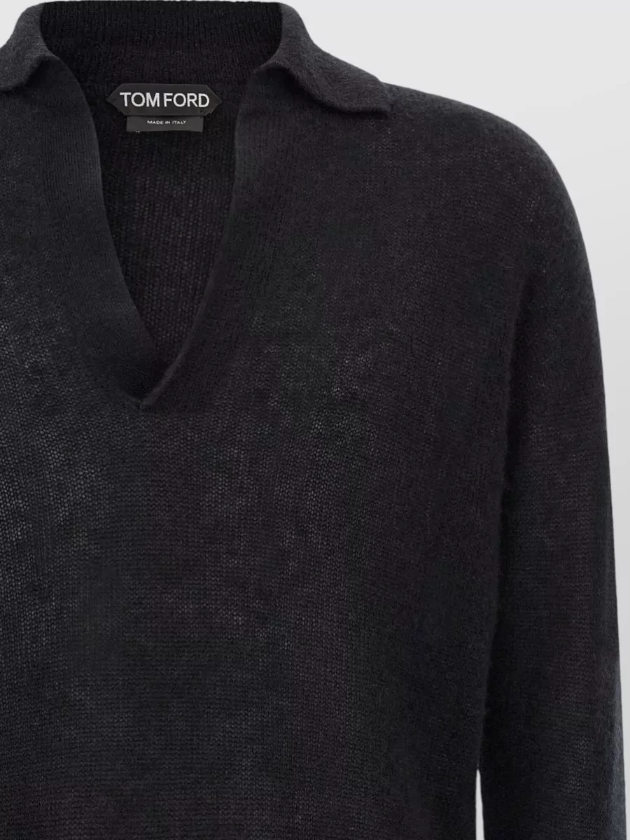 Tom Ford Cashmere Silk Long-Sleeve Polo Shirt