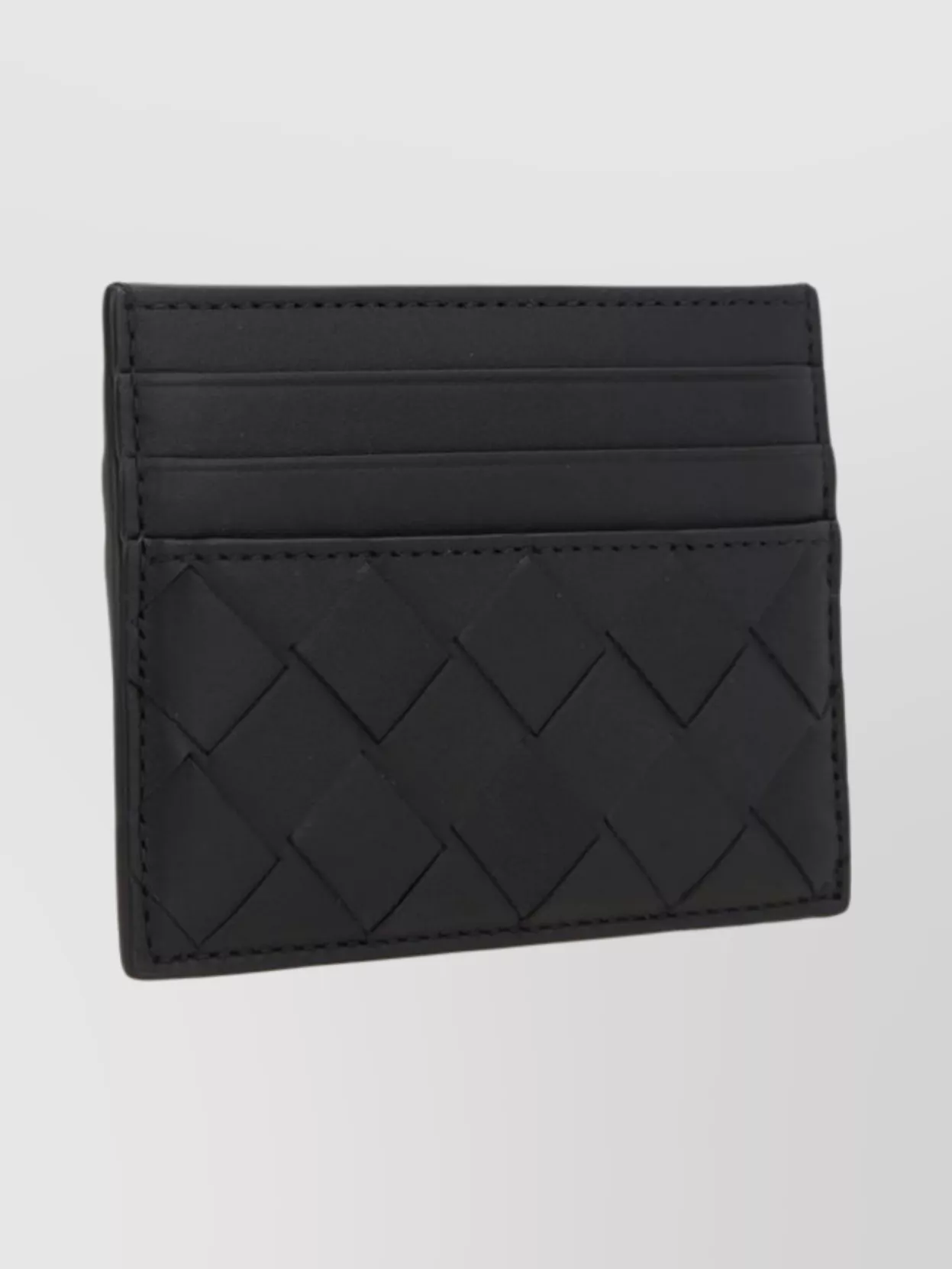 Bottega Veneta Textured Leather Card Holder Compact Design In Black