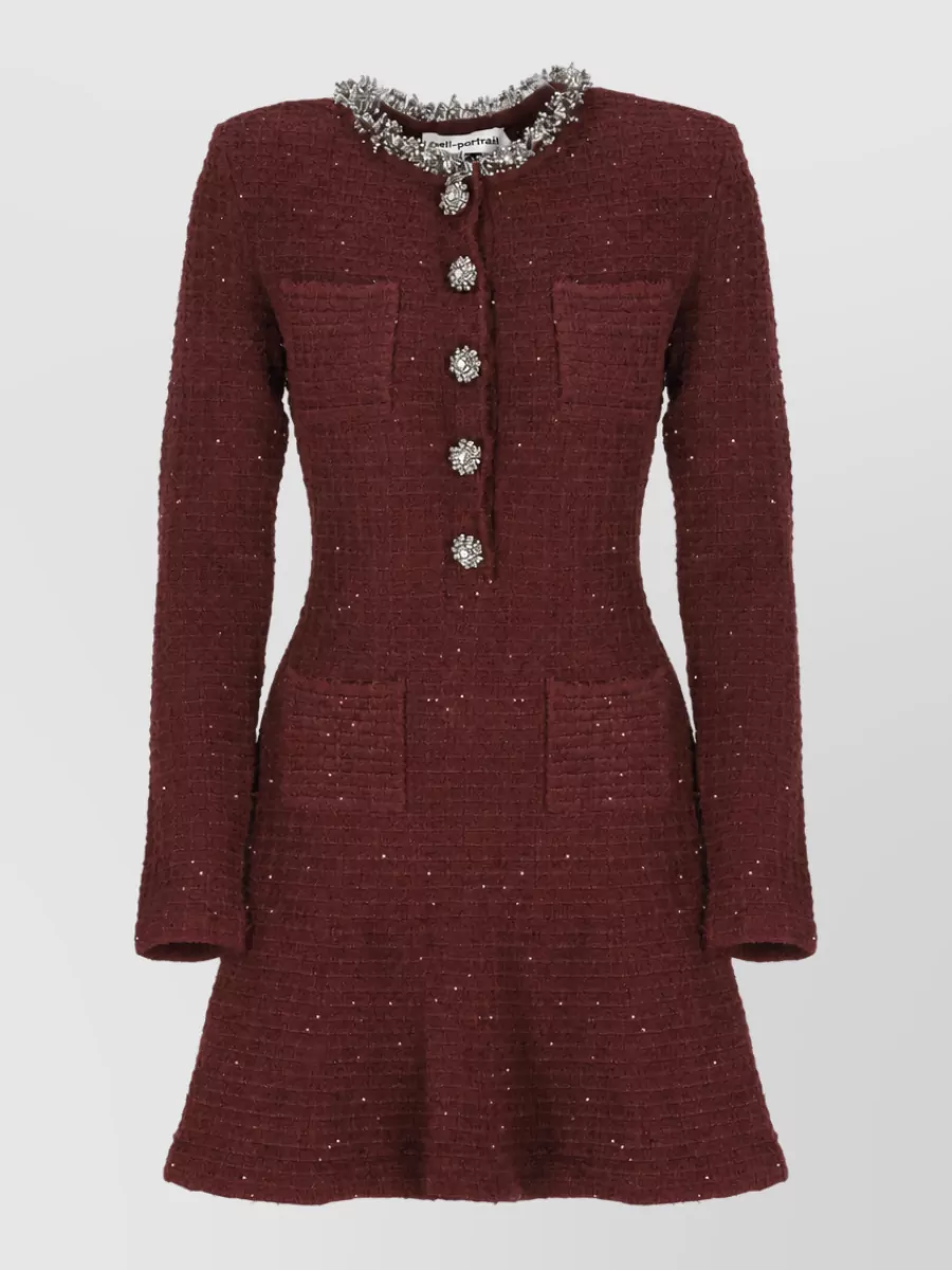 Self-Portrait embellished long-sleeve mini dress