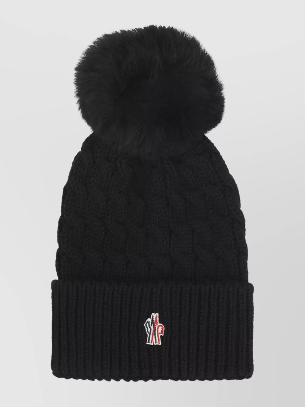 Moncler Cable Knit Pom-pom Wool Hat In Black