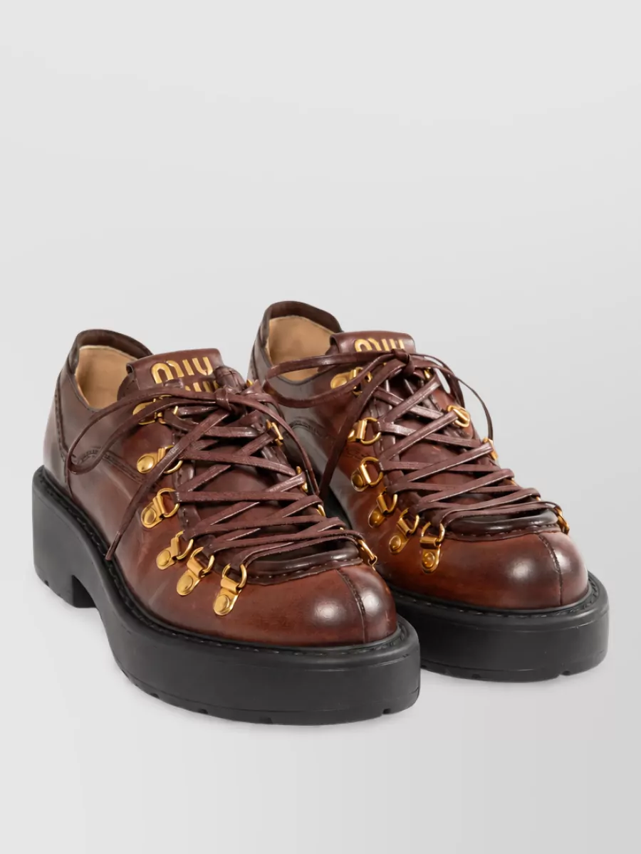 Miu Miu leather lace-up brogues