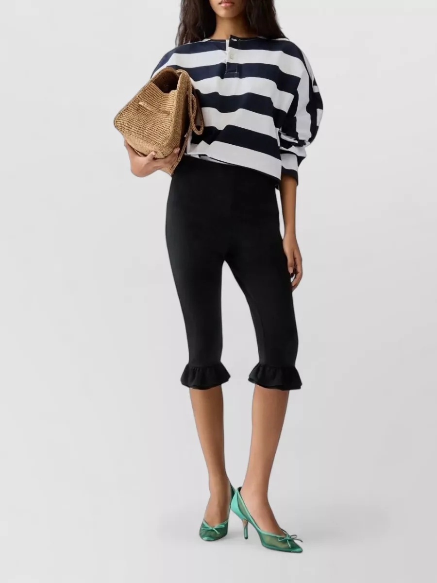 Jacquemus Mid-Rise Cropped Ruffled Bermuda Shorts