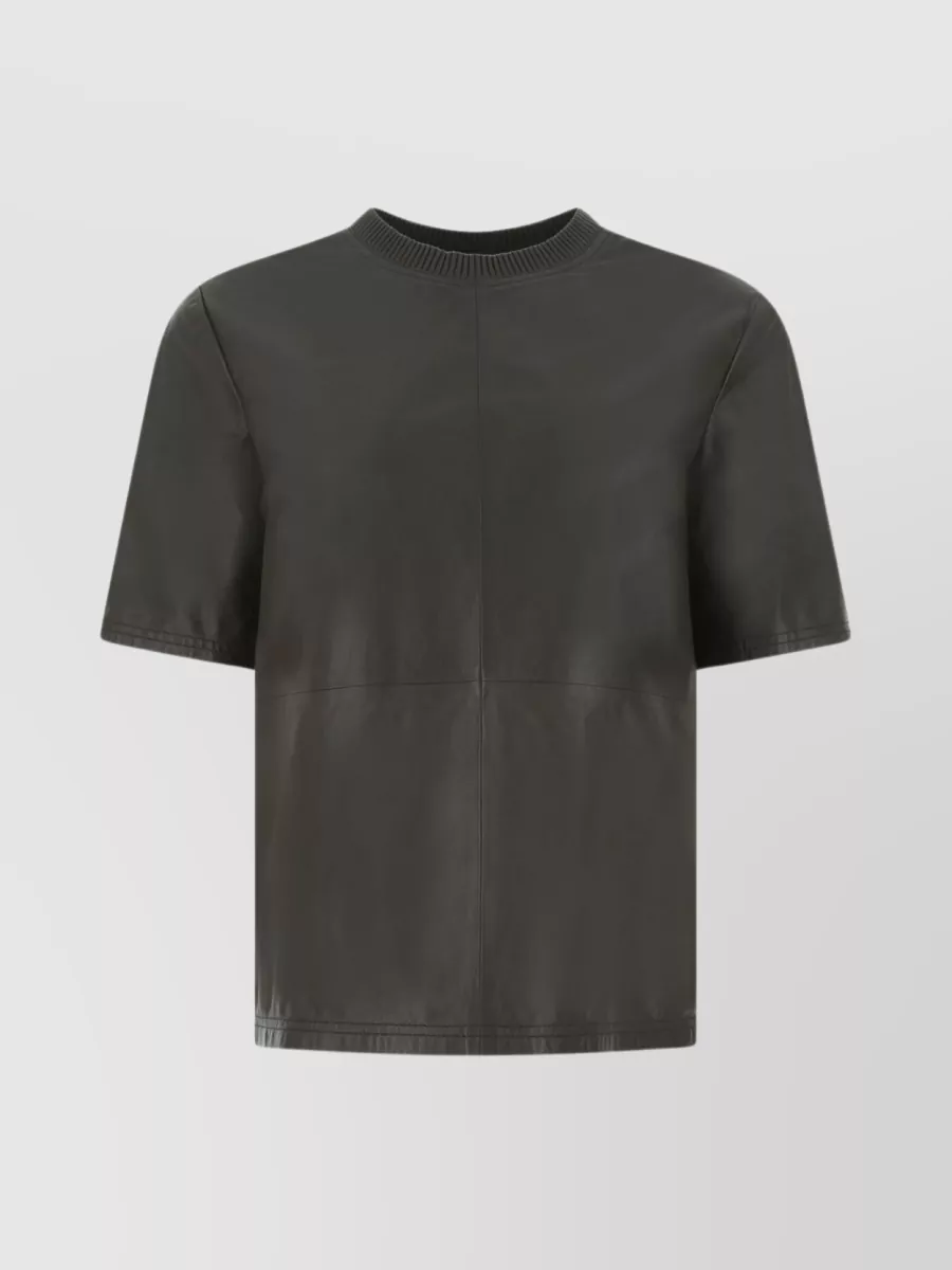 Shop Amiri Loose Fit Leather T-shirt With Short Sleeves In Grey