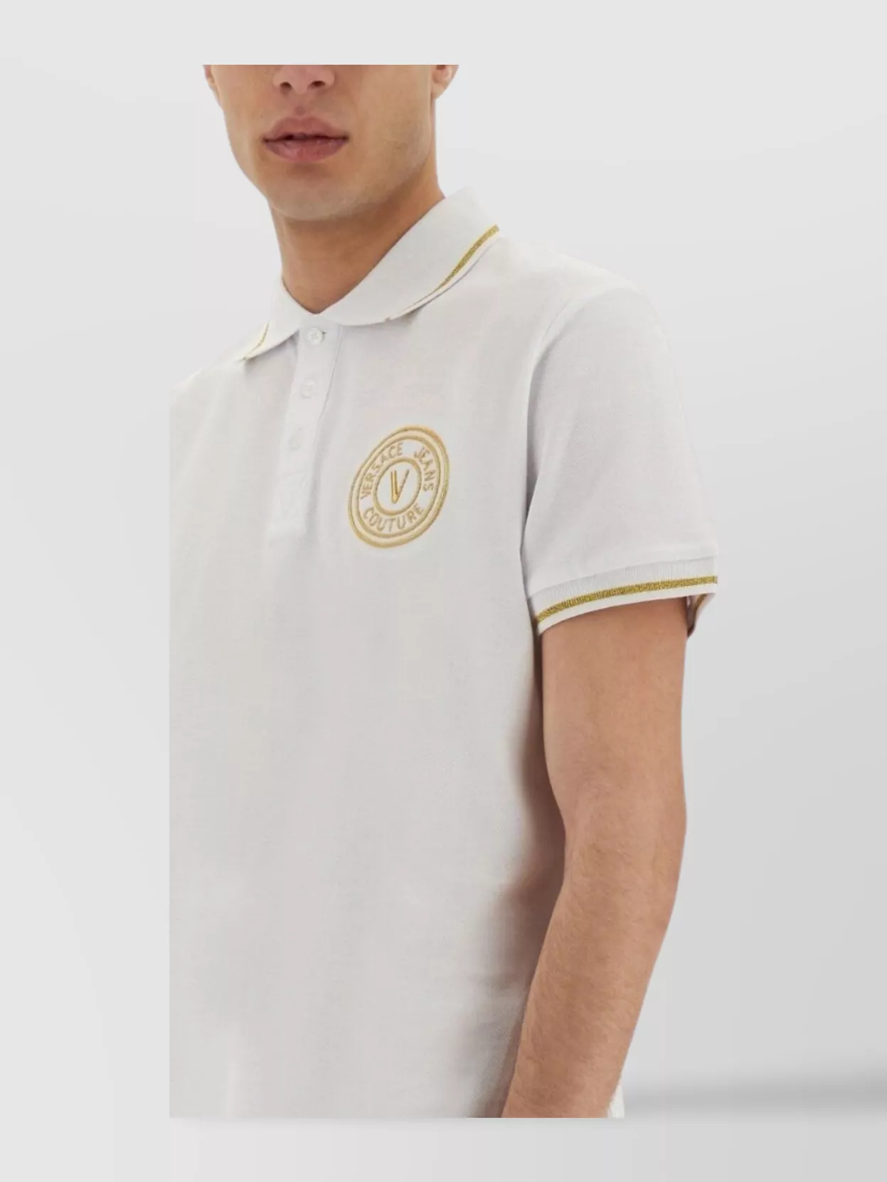 Shop Versace Jeans Couture Collar V-emblem Cotton Polo Shirt