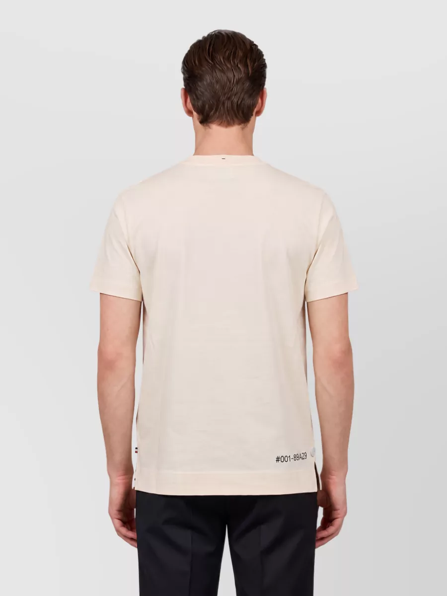 Moncler Grenoble Cotton Ribbed Crew Neck Slim Fit Short Sleeve Logo Print T-Shirt