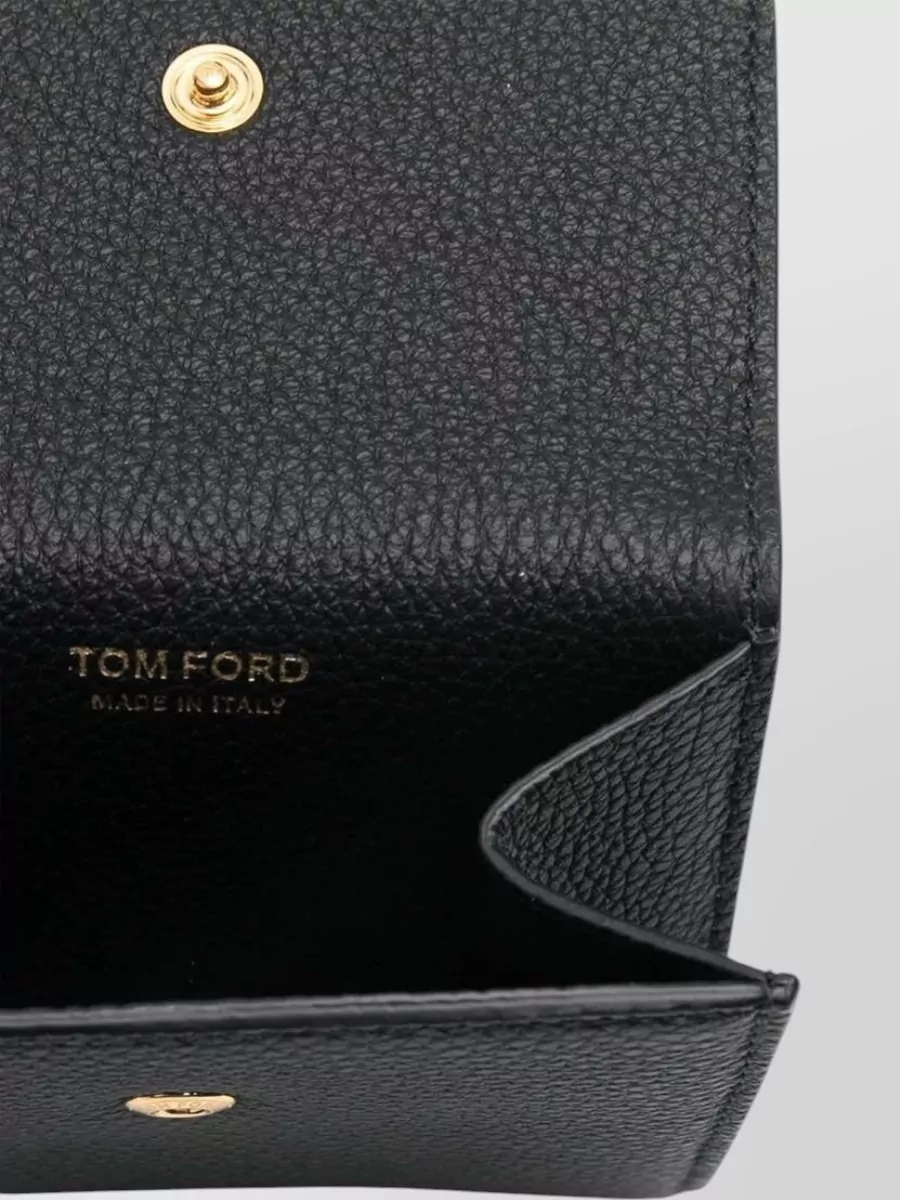 Tom Ford Leather Card Holder Gold Tone Hardware
