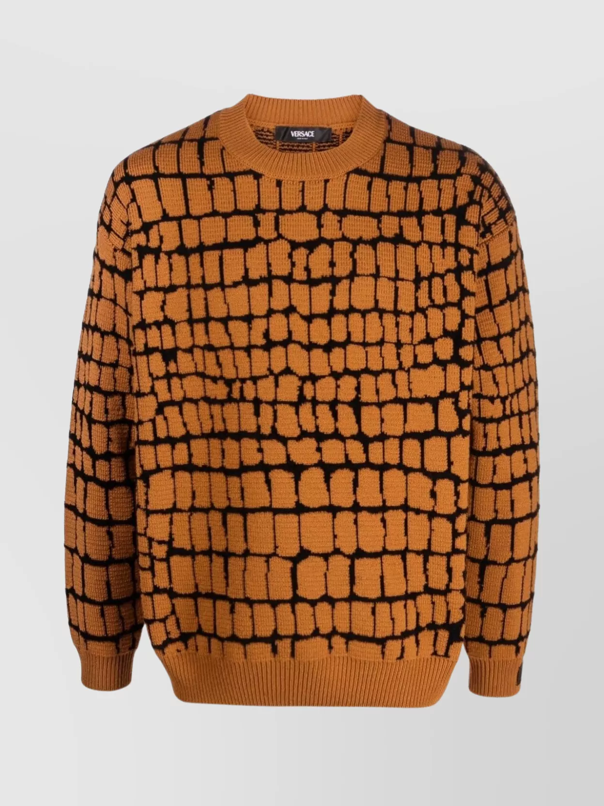 Versace Versatile Drop Shoulder Crewneck Sweater In Brown
