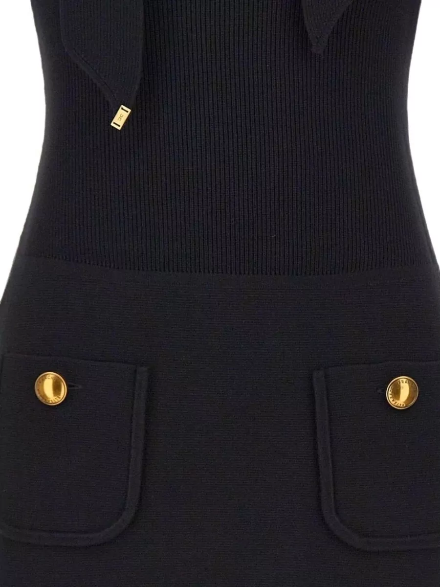 Elisabetta Franchi Ribbed Knit Scarf Mini Dress