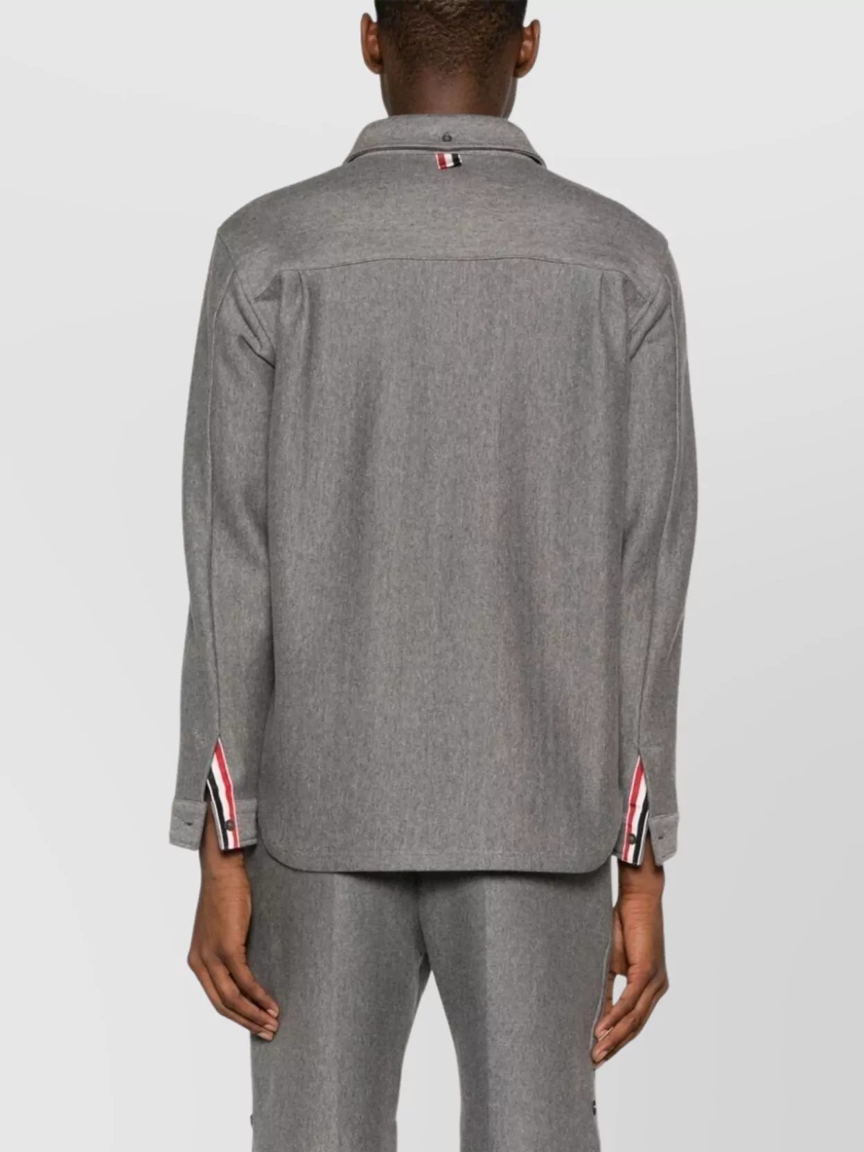 Thom Browne Knit Stripe Shirt Jacket With Chest Pocket