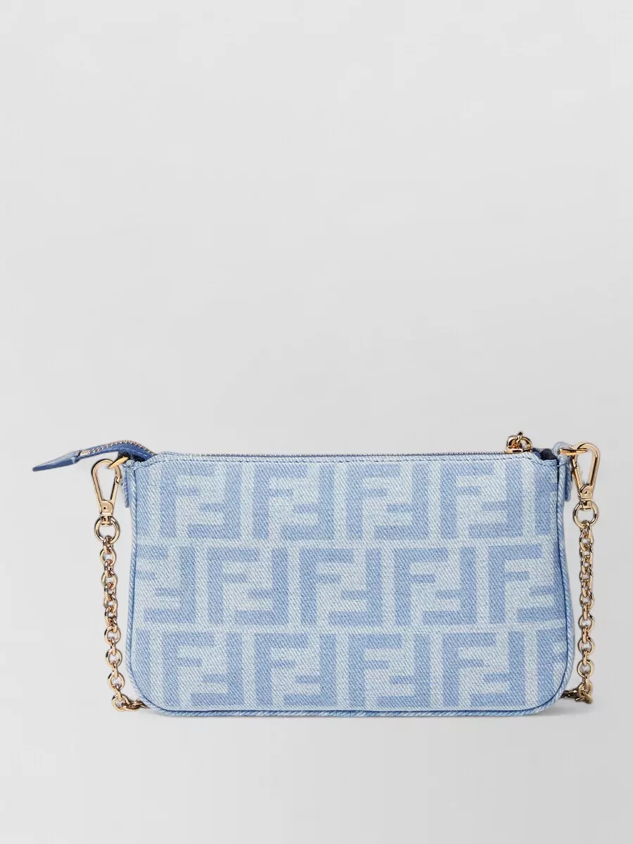 Fendi baguette denim clutch bag