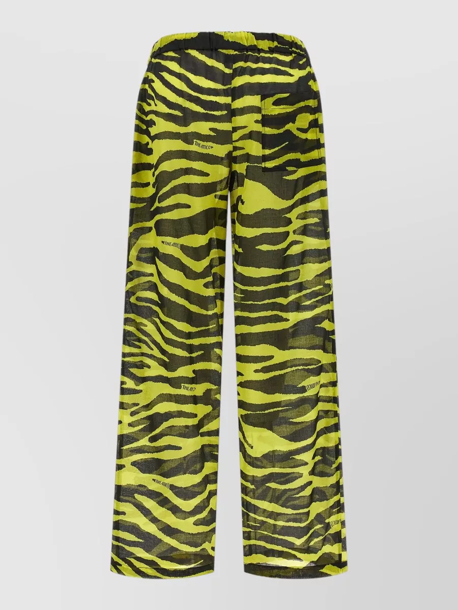 The Attico Cotton Animal-Print Wide-Leg Trousers