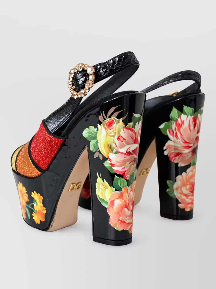 Dolce&Gabbana Floral Crystal Platform Sandals