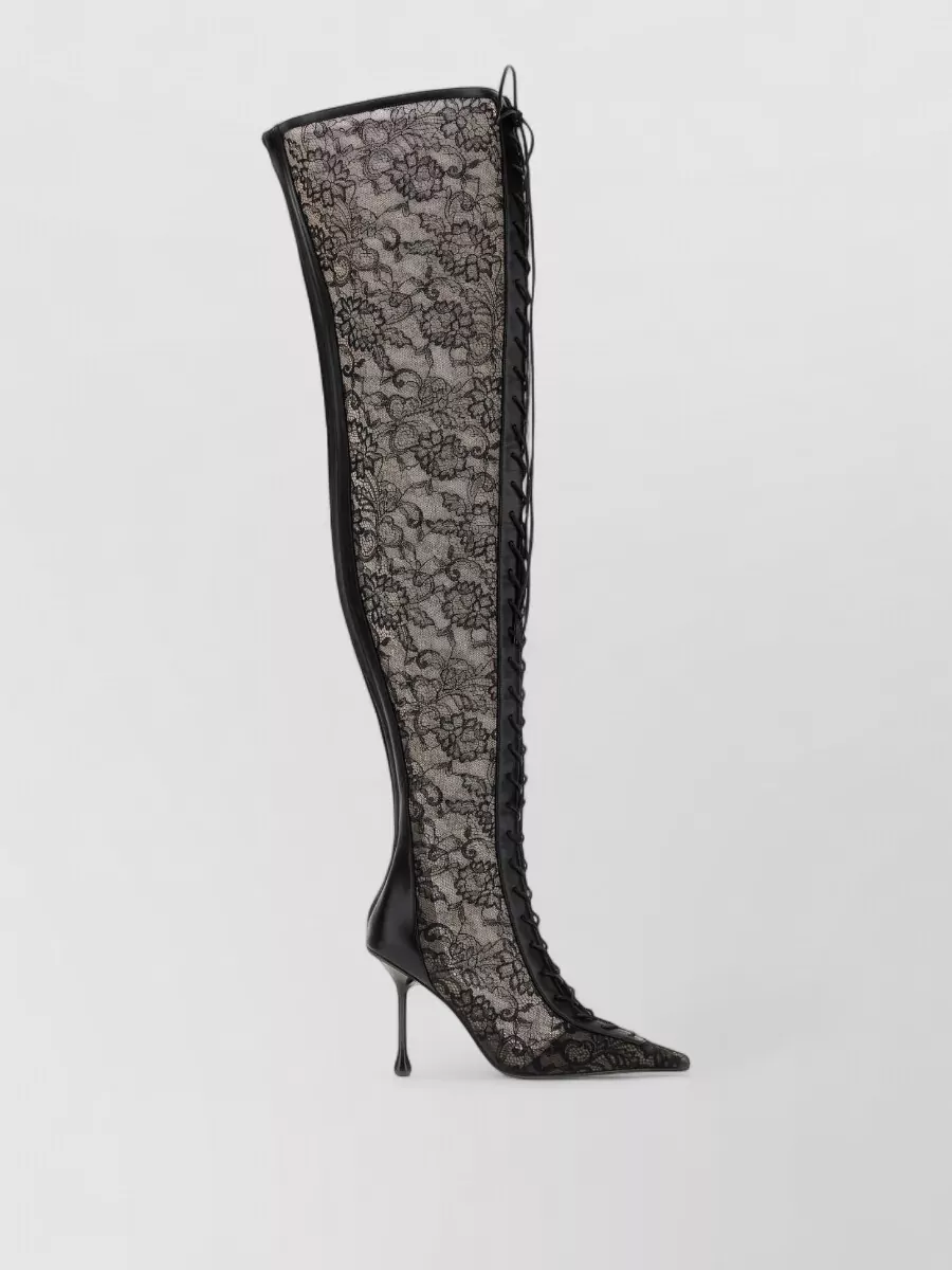 Jimmy Choo lace and leather over-the-knee boots