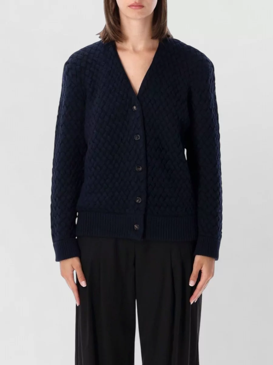Bottega Veneta wool ribbed v-neck cardigan