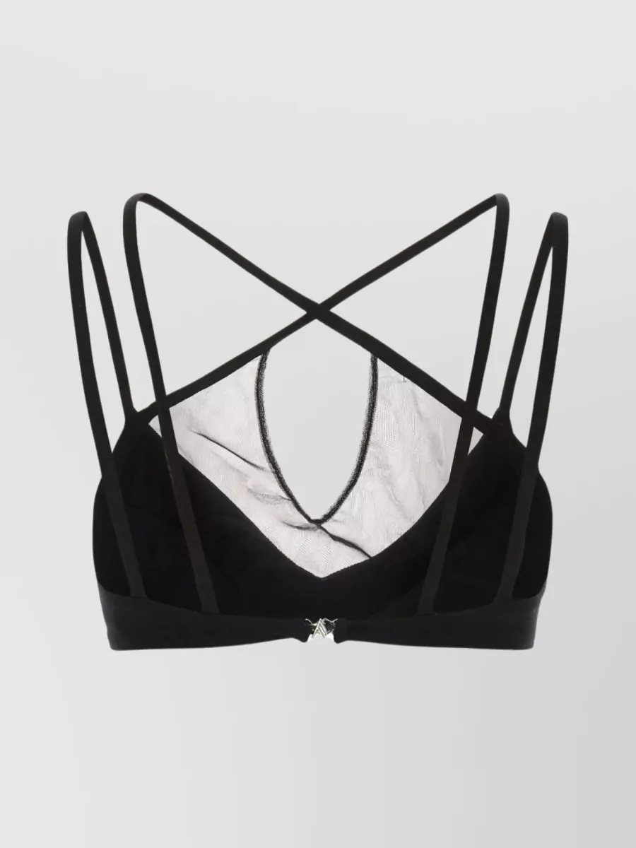 Shop Attico Strappy Stretch Blend With Crossed Laces In Black
