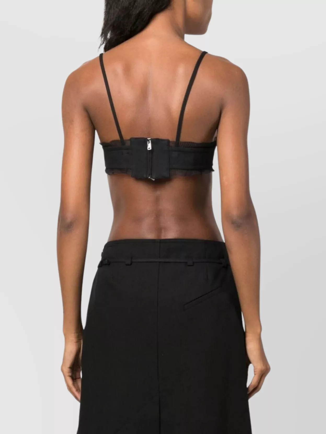 Ganni Strap Satin Lace Ruffle Top
