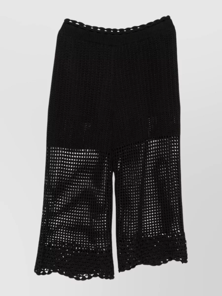 Iro crochet knit wool wide-leg knee-length shorts