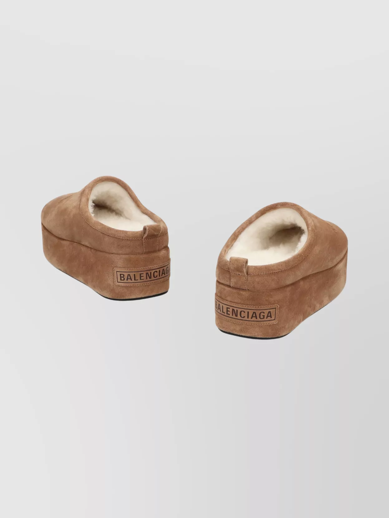 Balenciaga Suede Mules Featuring Platform Sole In Brown