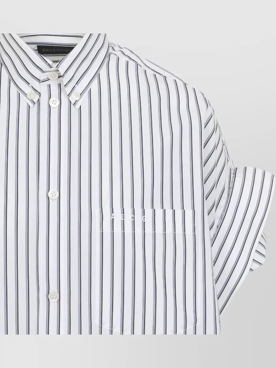Balenciaga Striped Cotton Short-Sleeve Shirt
