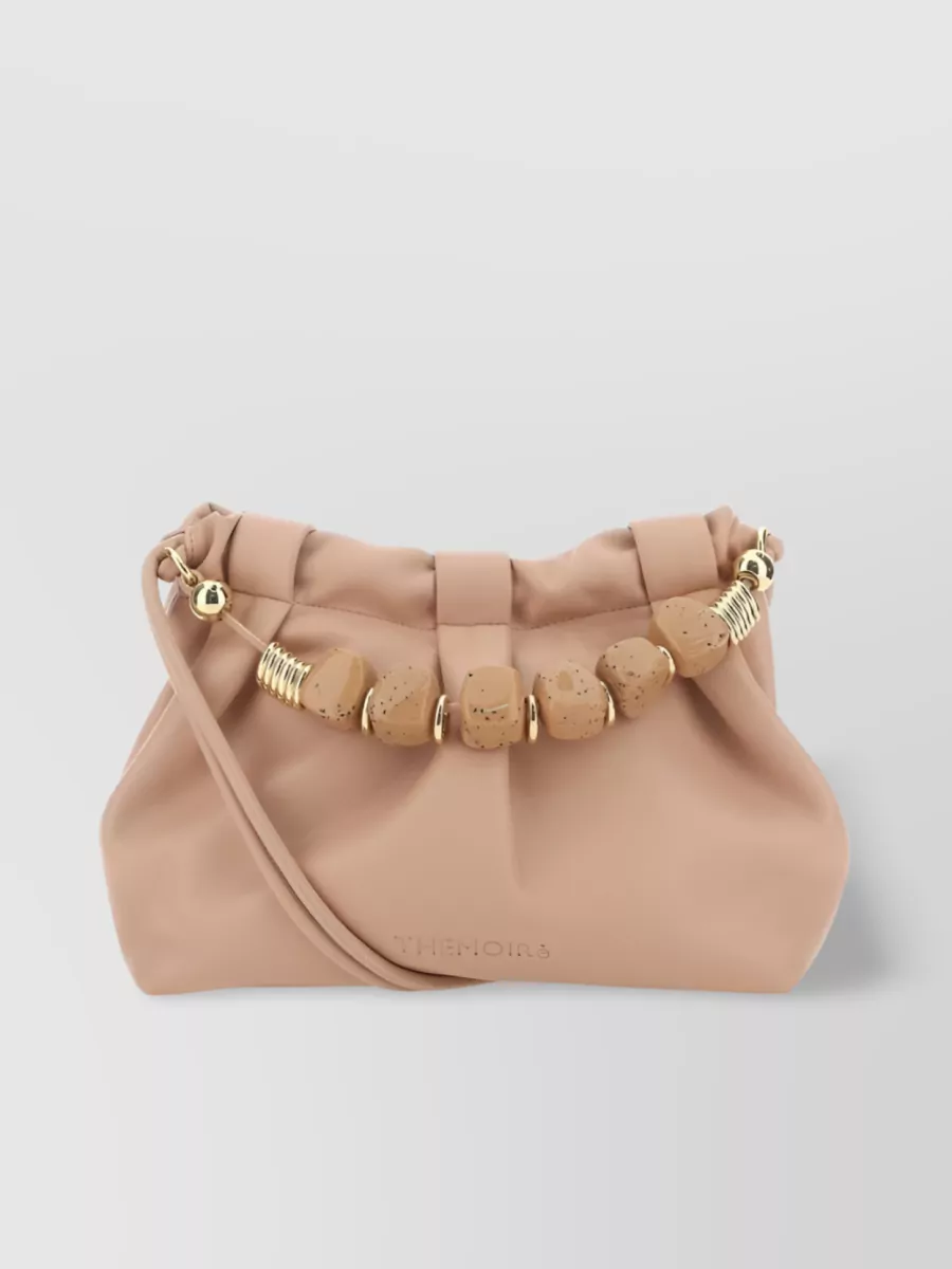 Shop Themoirè Beaded Leather Shoulder Bag In Cream