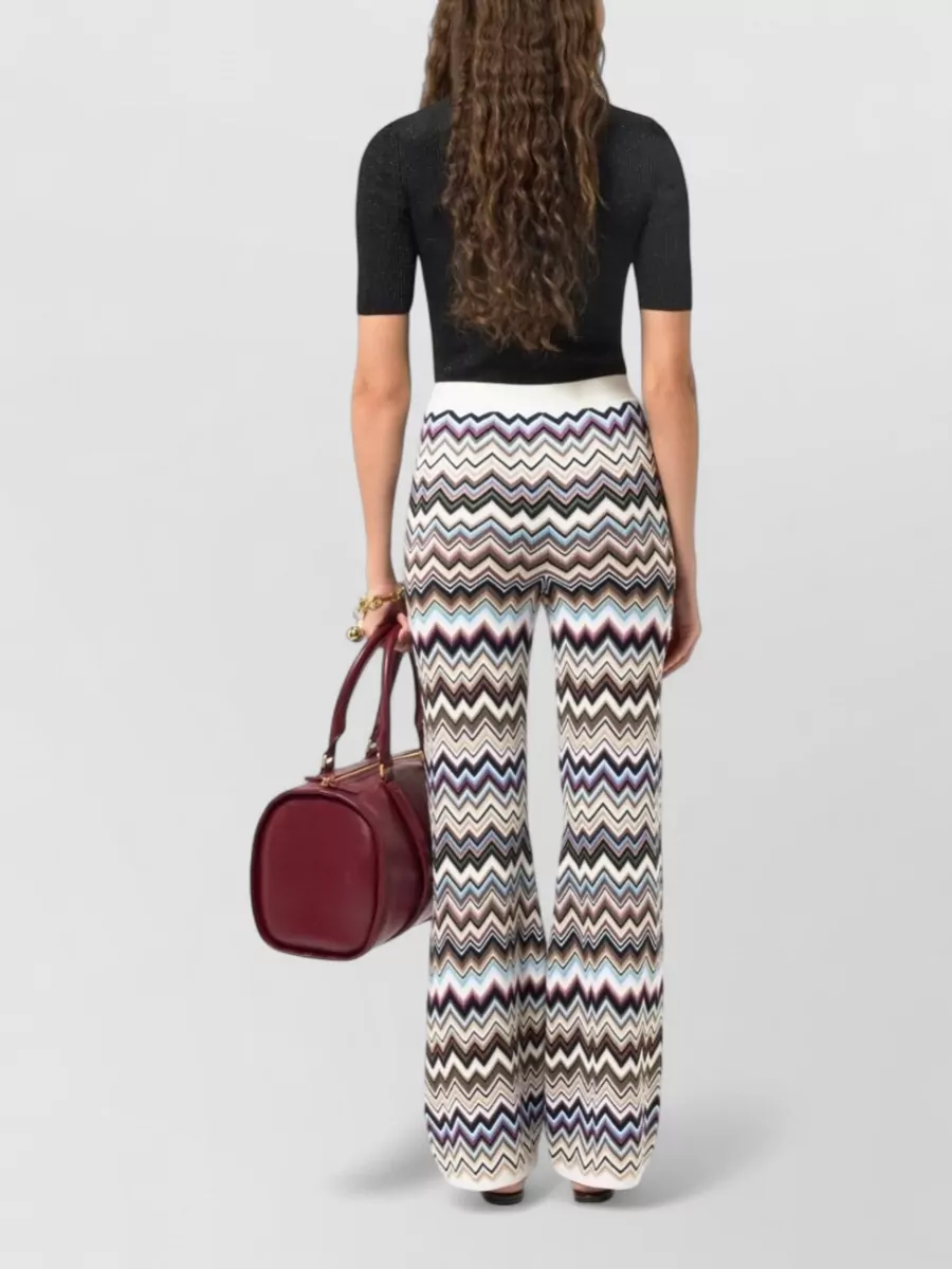 Missoni Wool Zigzag-Knit Flared Trousers
