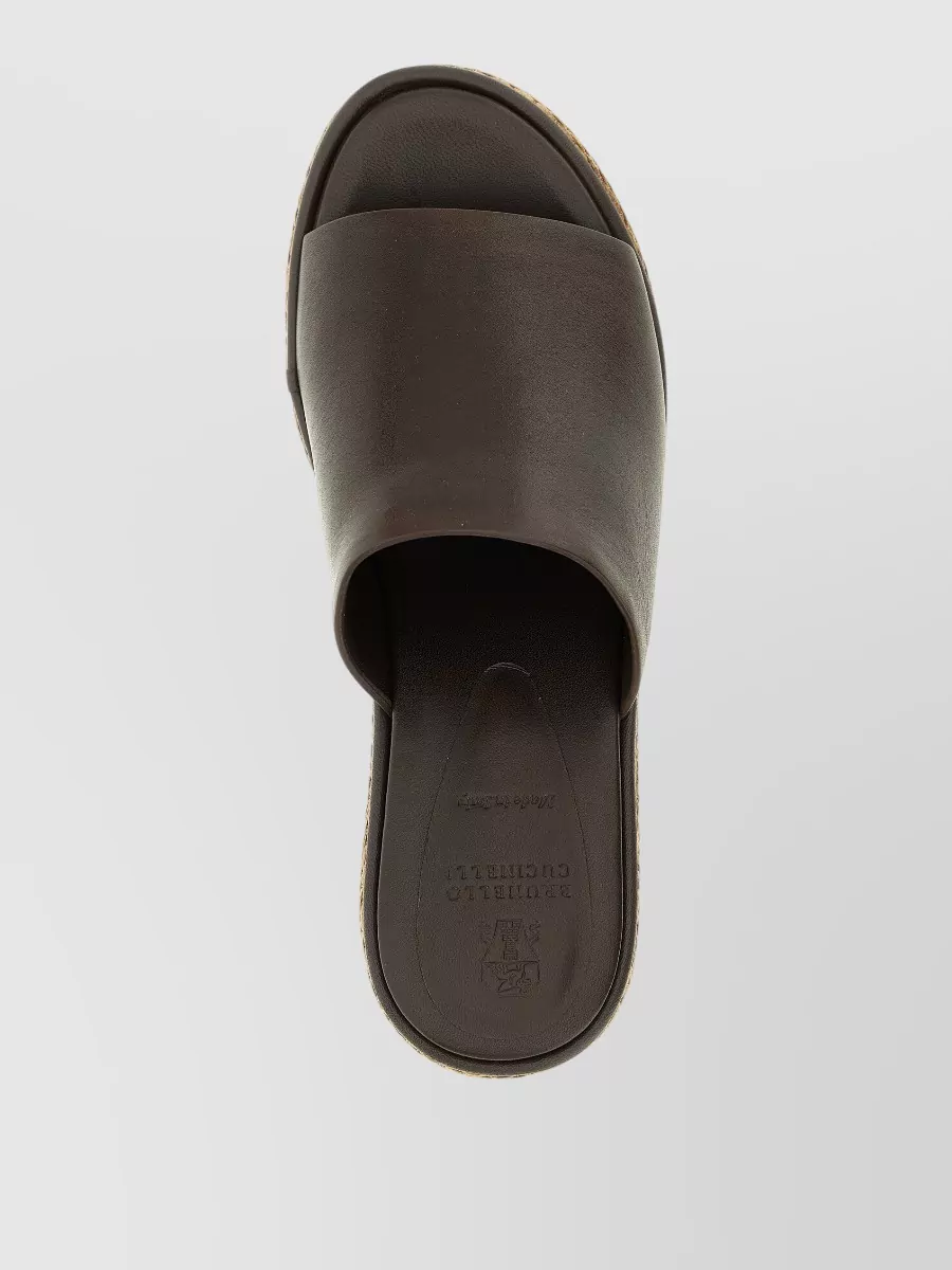 Brunello Cucinelli Leather Wedge Mules