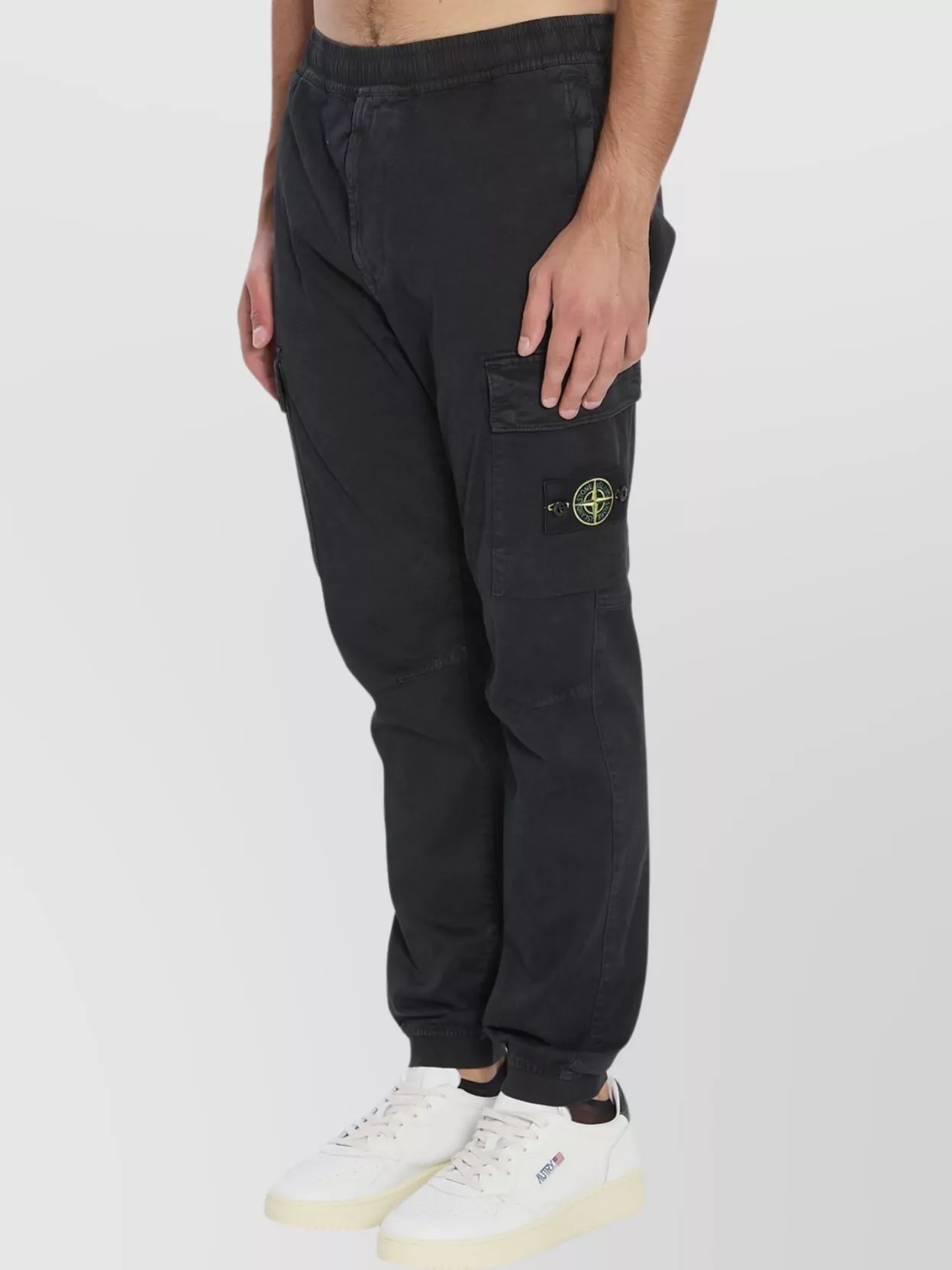 Stone Island Utility Trousers Featuring Elasticated Cuffs In Black