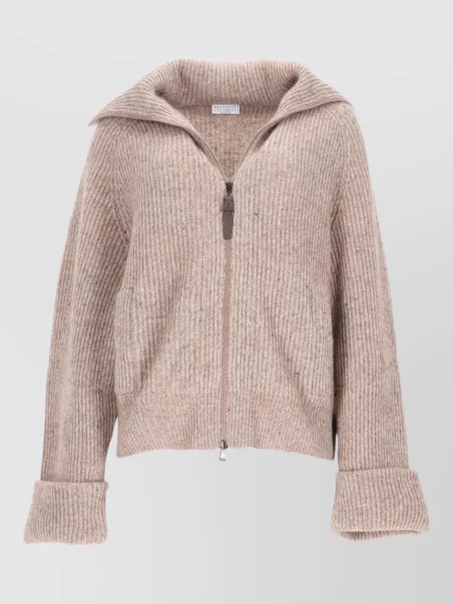 Brunello Cucinelli cashmere ribbed zip-up cardigan