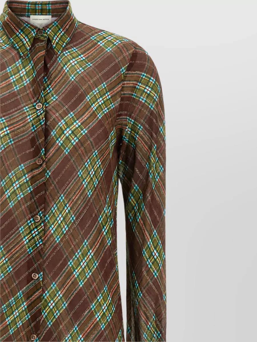 Dries Van Noten Silk-Blend Checked Long Shirt Dress