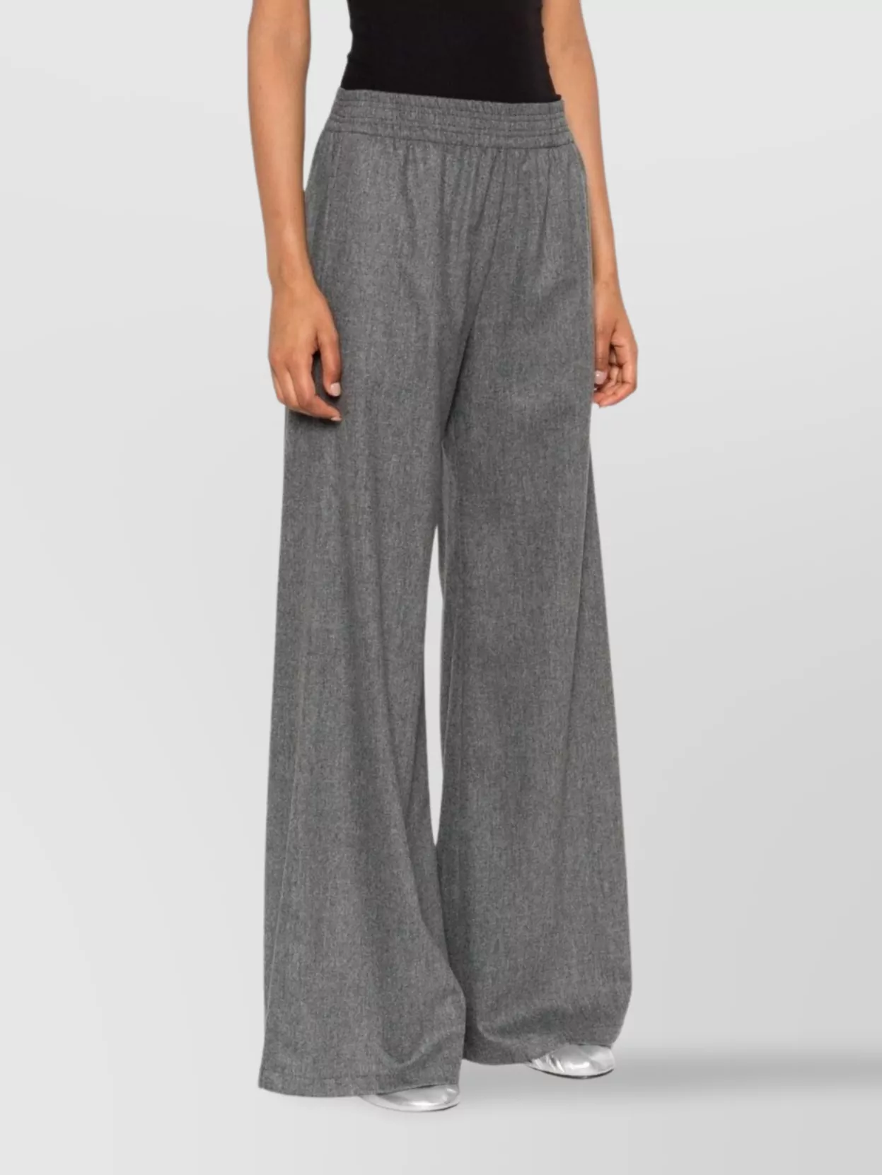 Fabiana Filippi Comfortable Wide-leg Trousers Elastic Waistband In Gray