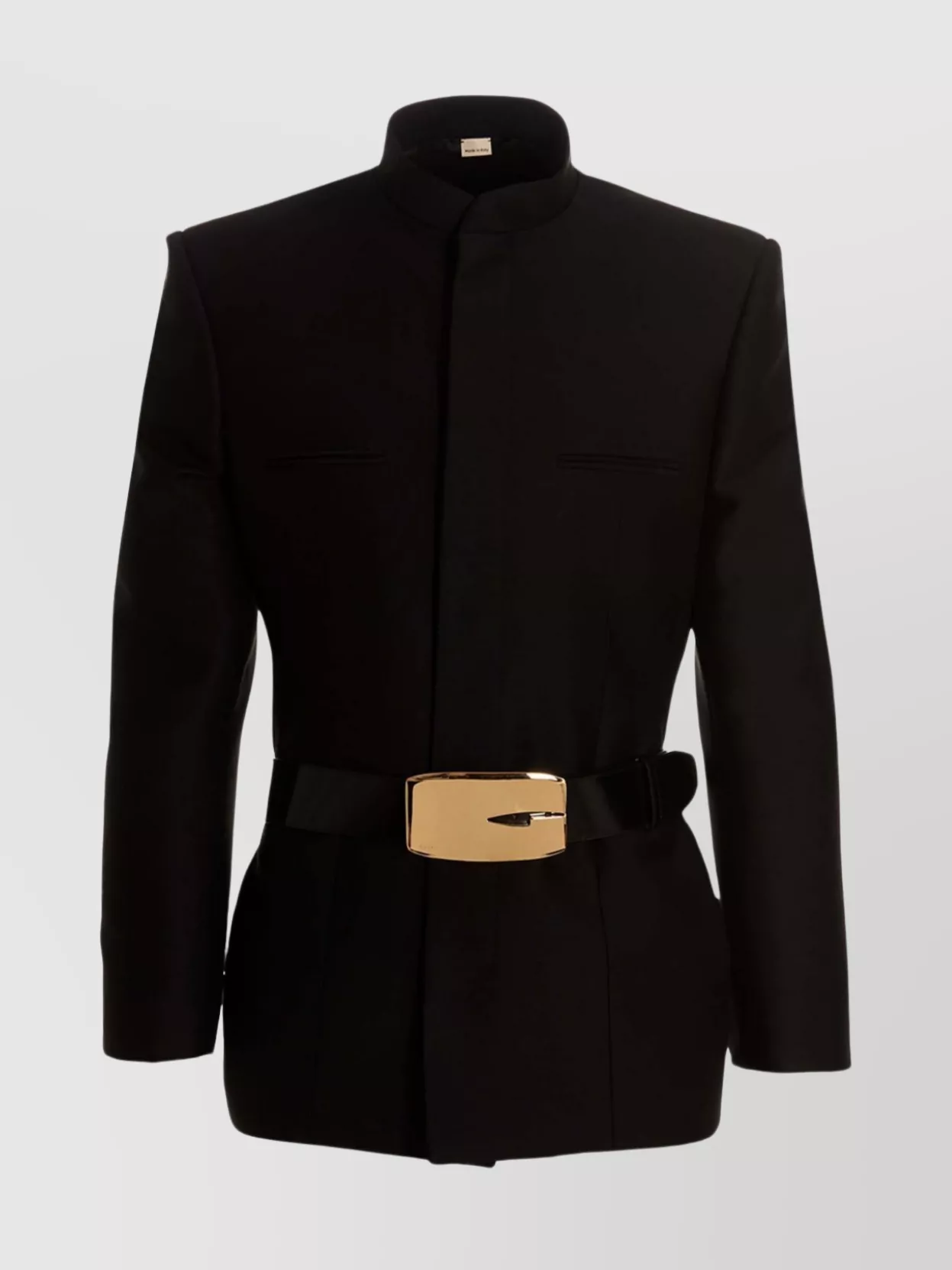 Gucci Belted Waist Blazer Jacket With High Collar In Brown