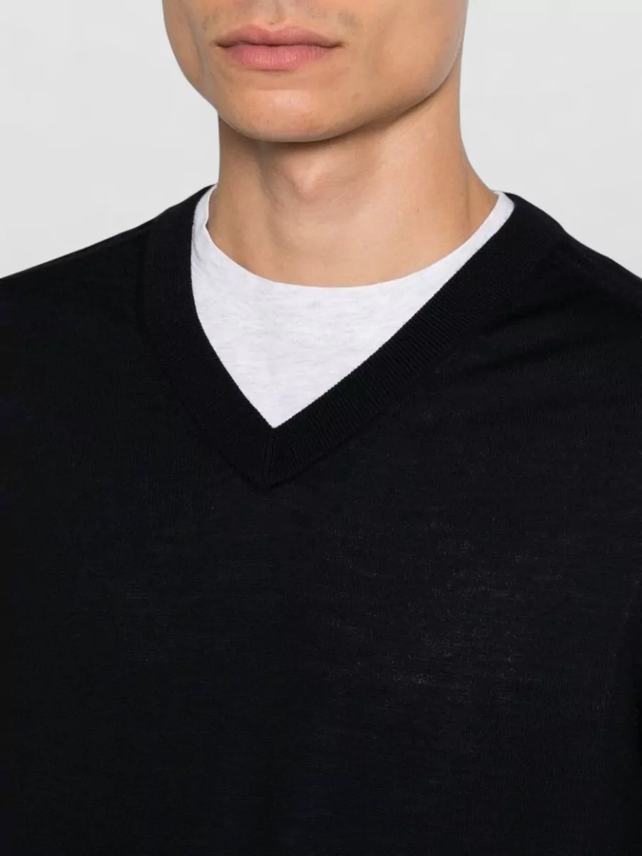Paul Smith Merino Wool Fine-Knit V-Neck Long-Sleeve Sweater