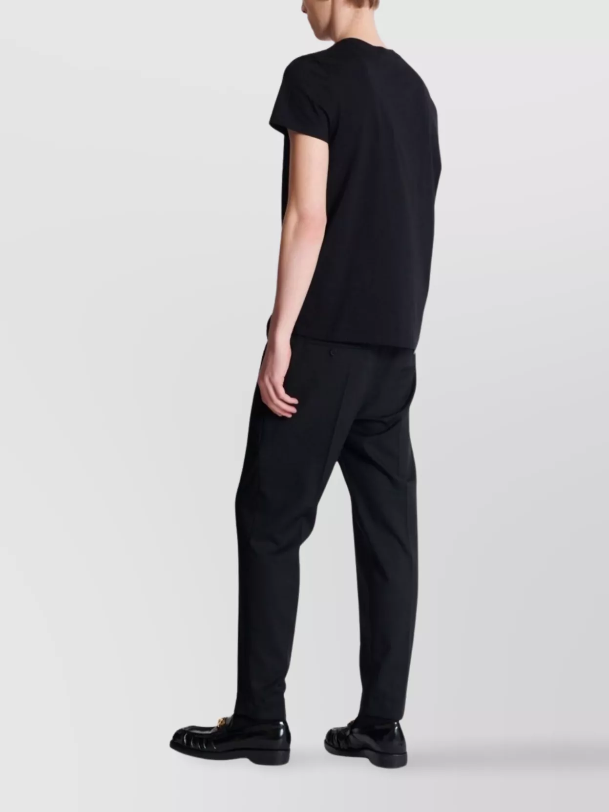 Balmain Black Crewneck T-shirt With Logo Print On The Front