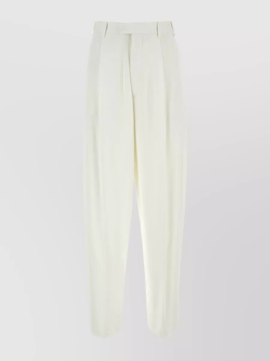 Shop Marni Pleated Stretch Viscose Pant With Slant And Back Pockets In White