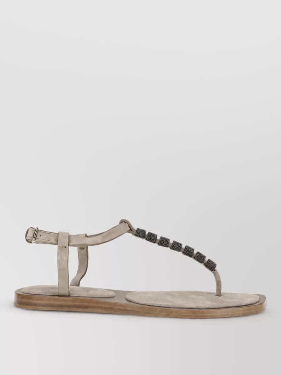 Brunello Cucinelli Embellished Leather Sandals