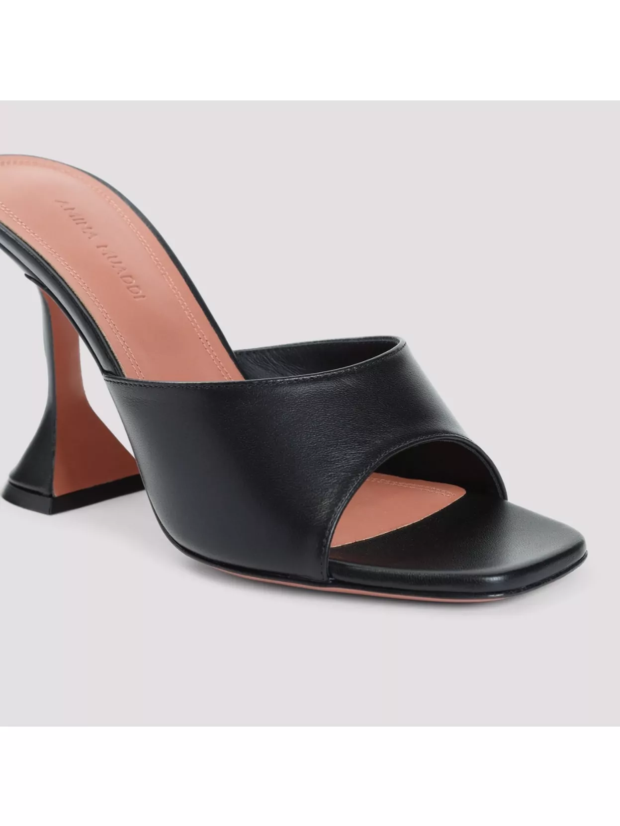 Shop Amina Muaddi Sculptural Heel Leather Slipper In Black