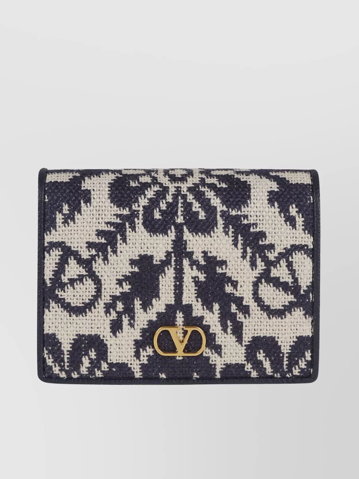 Valentino Garavani Floral Fold-over Jacquard Wallet Vlogo Signature