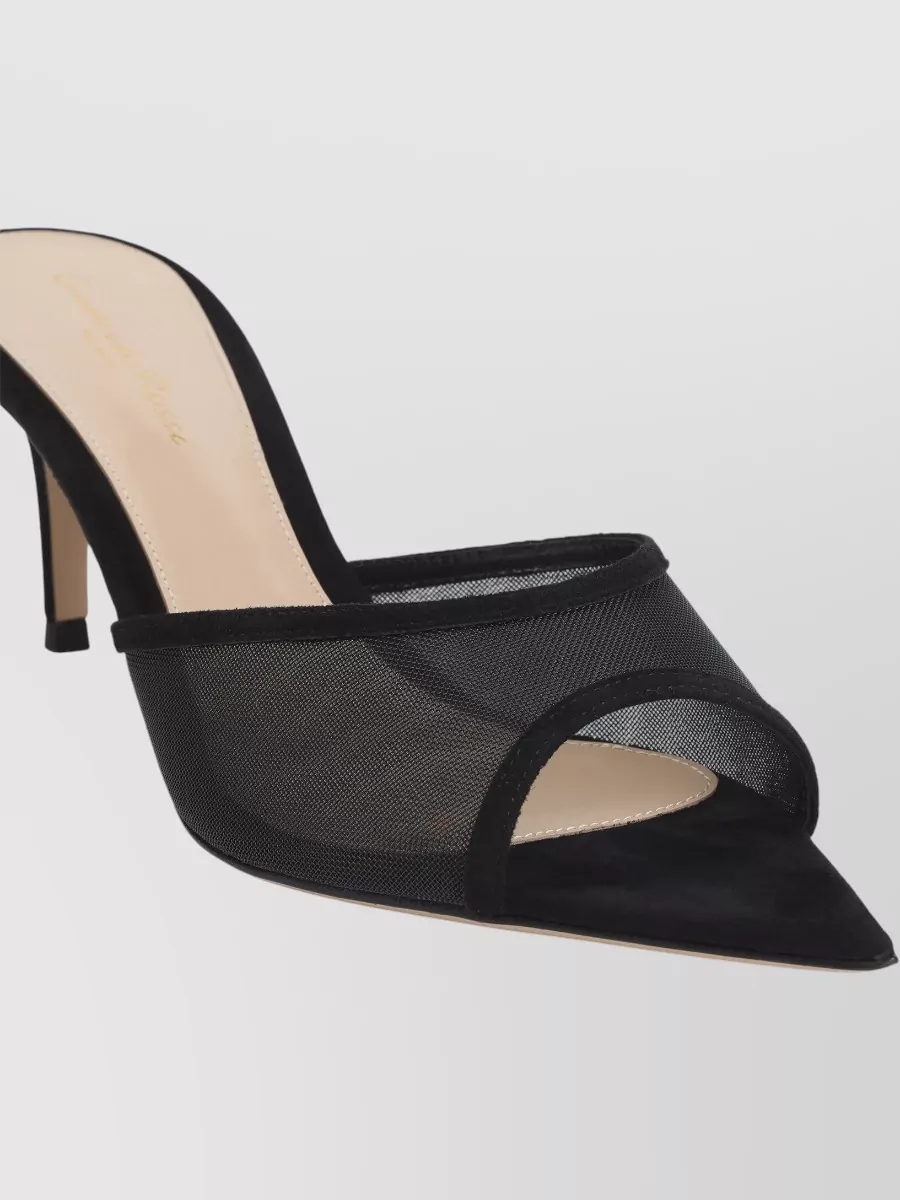 Gianvito Rossi Suede Leather Mesh Mules