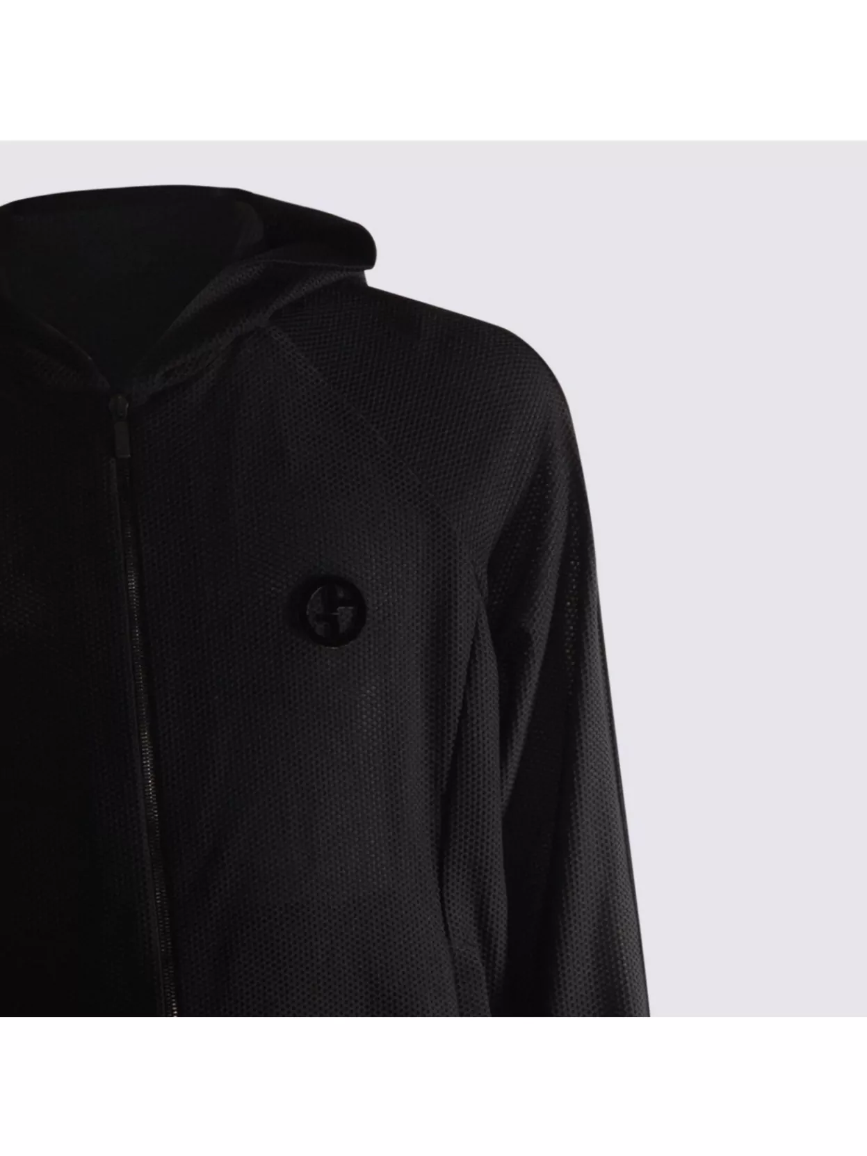 Giorgio Armani Hooded Mesh Texture Elastic Cuffs Jacket