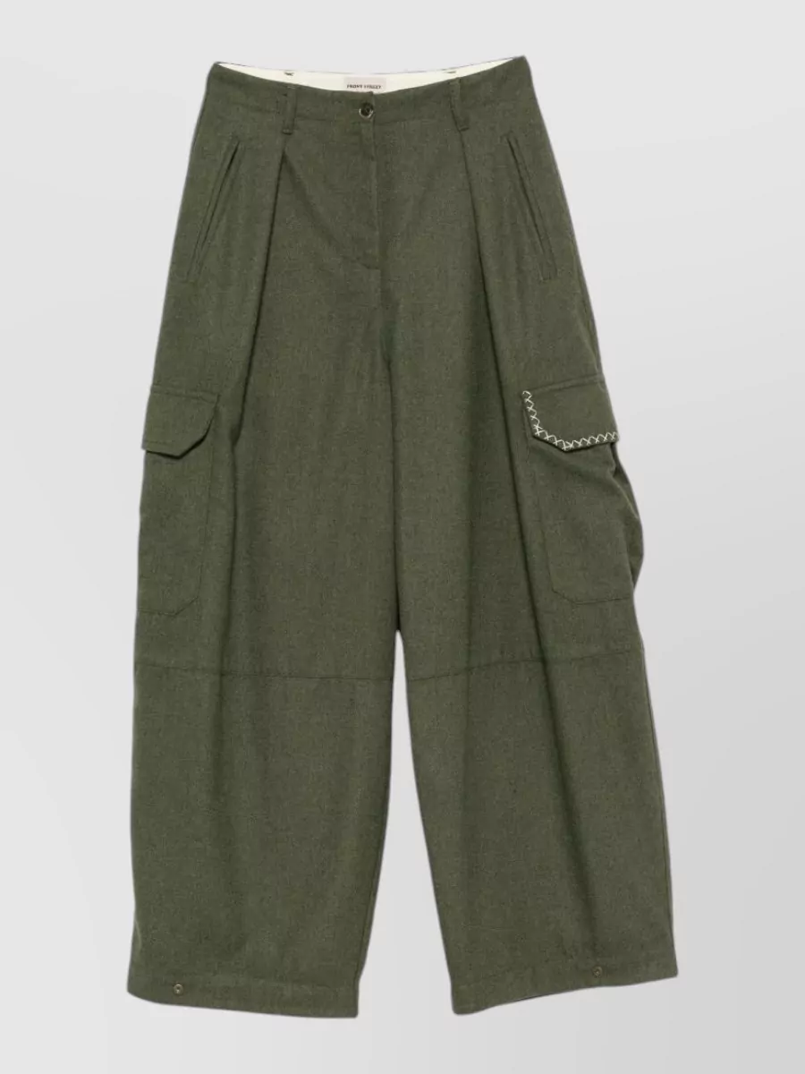 Front street pleated wide-leg trousers