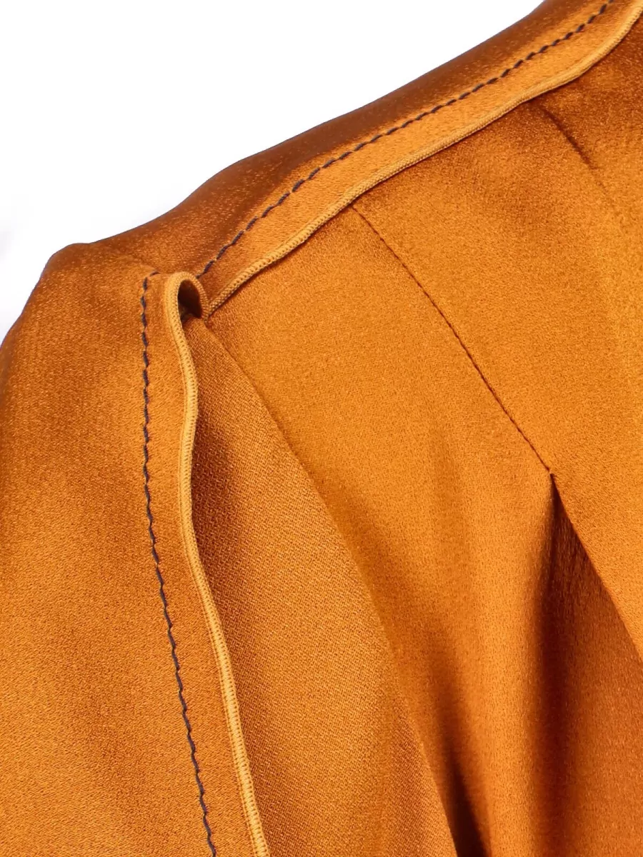 Victoria Beckham Short Sleeve Pleated Dress V-Neckline