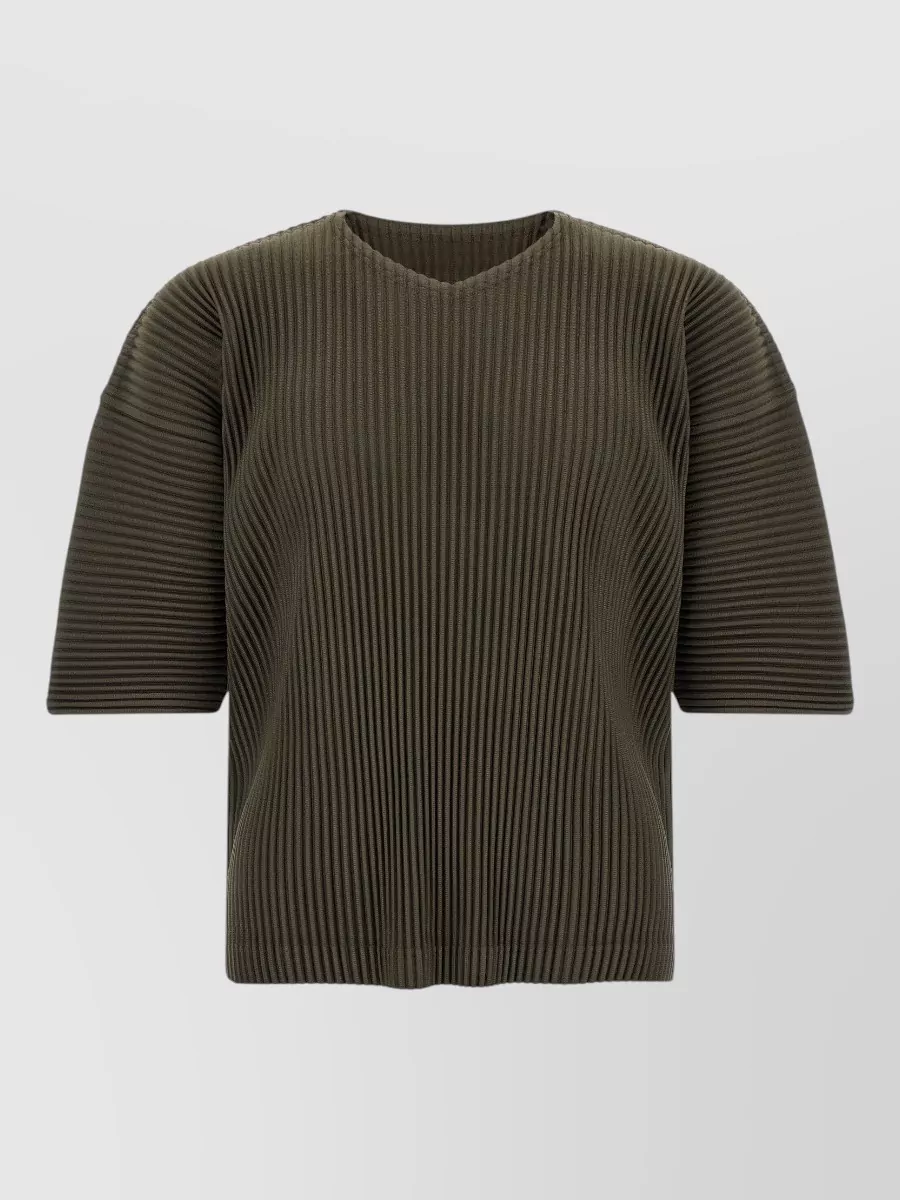 Homme Plisse Issey Miyake pleated v-neck short-sleeve t-shirt