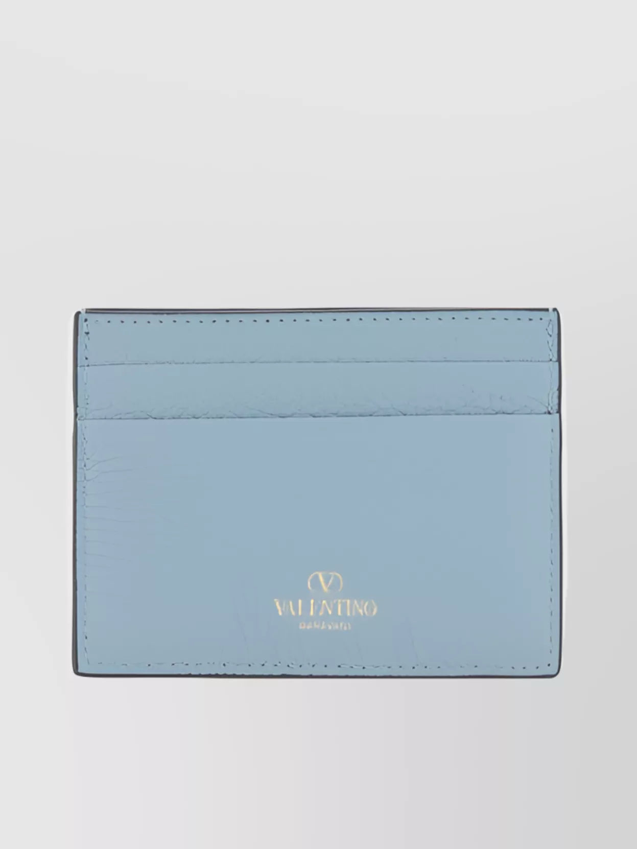 Valentino Garavani Rockstud Stud Embellished Leather Card Holder In Blue
