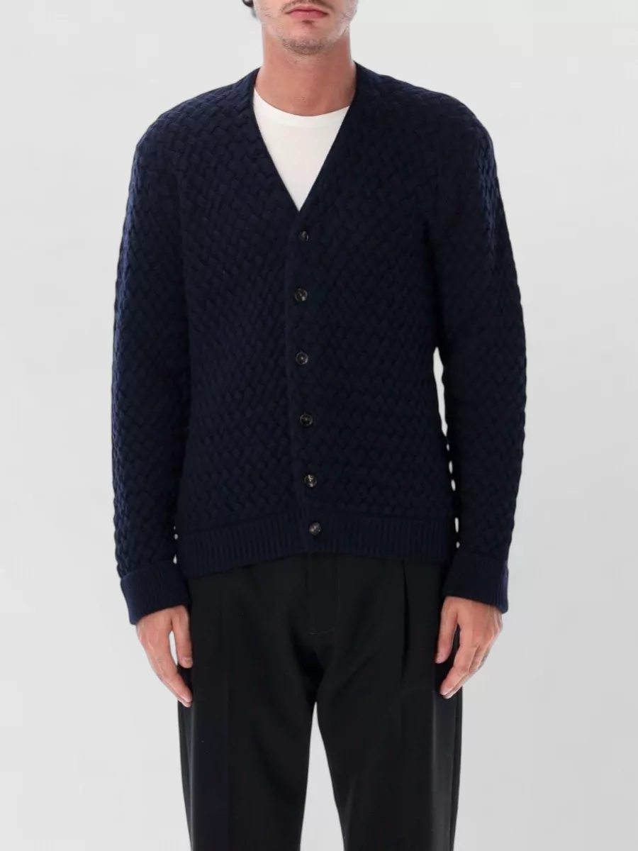 Bottega Veneta wool textured v-neck cardigan