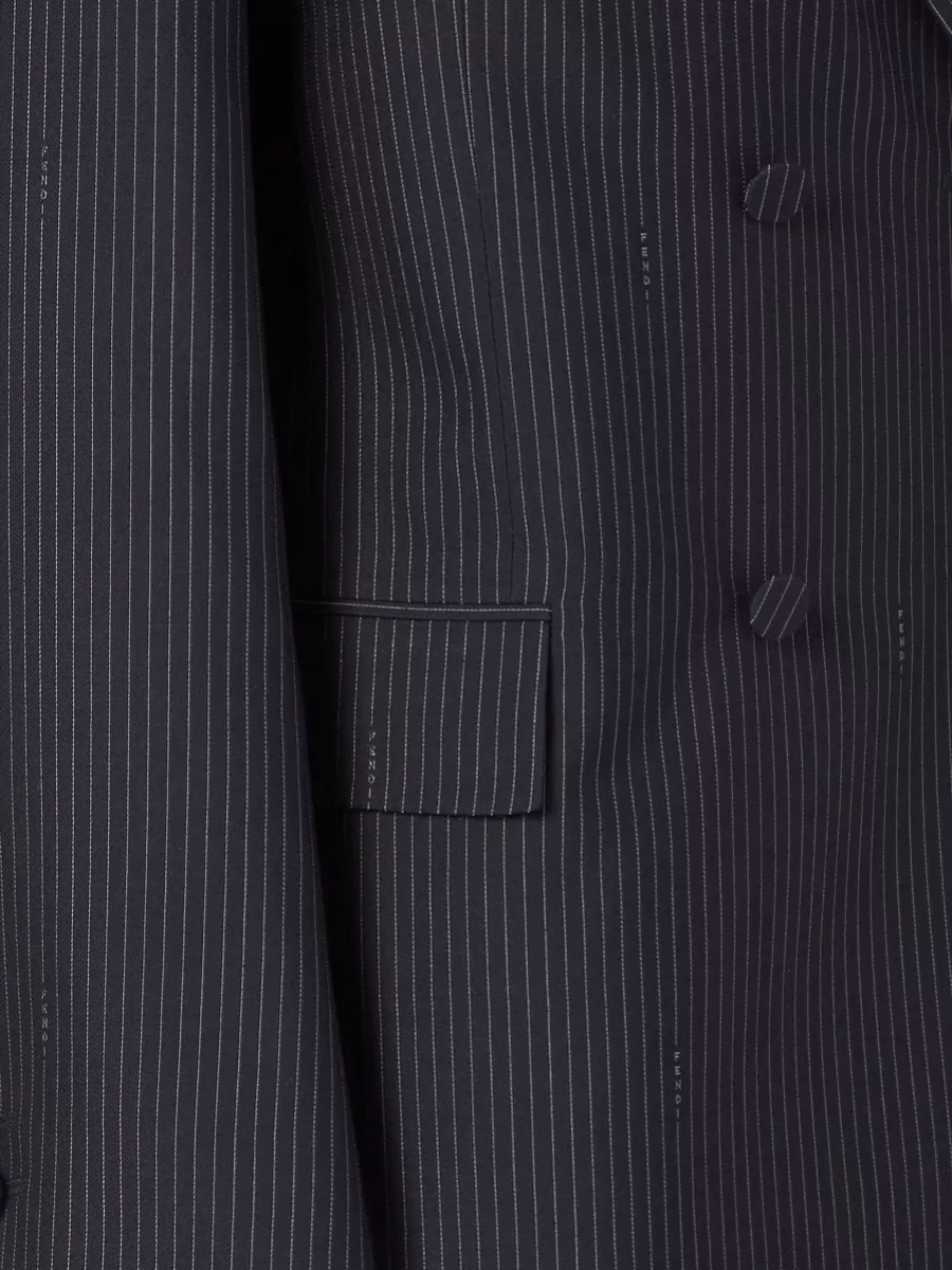 Fendi Wool Blazer Double Breasted Pinstripe Tailoring