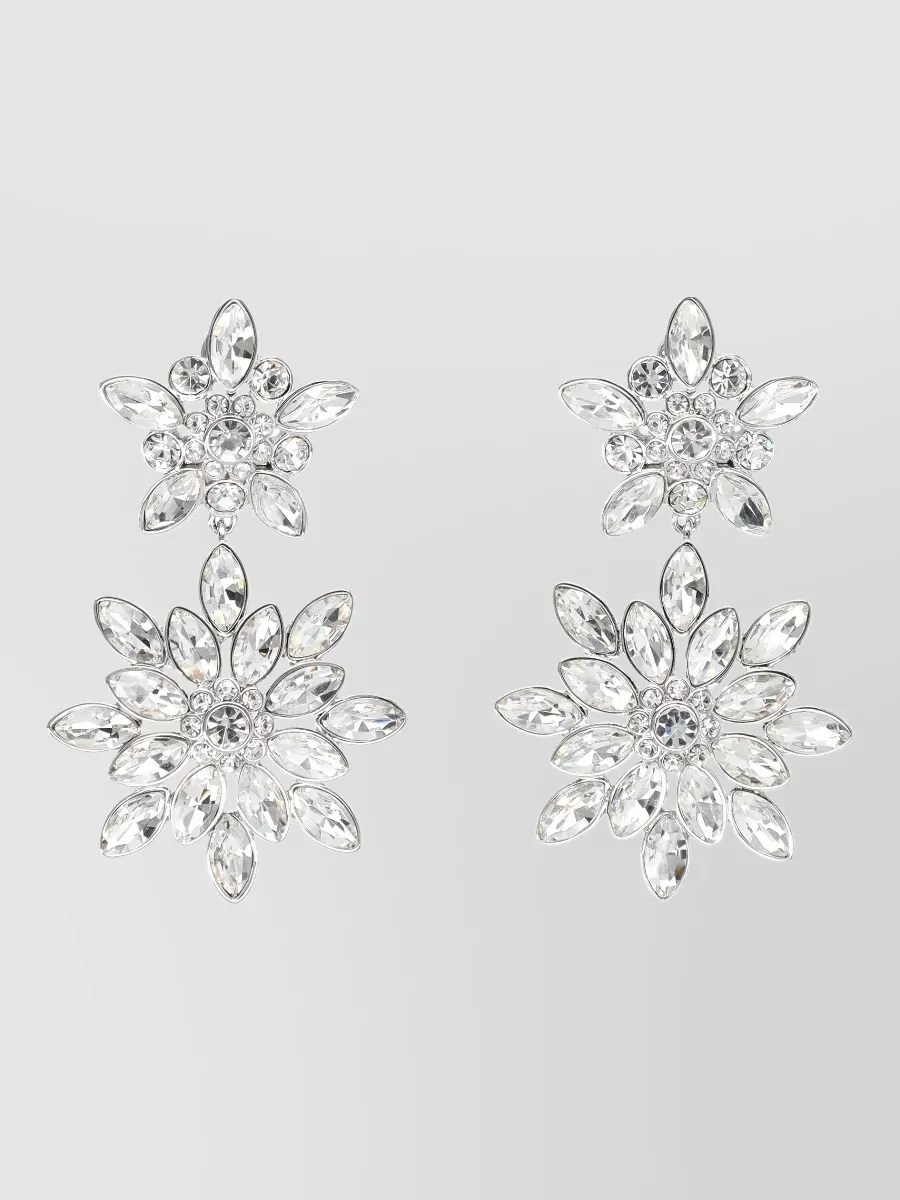 Self-Portrait crystal tiered drop earrings