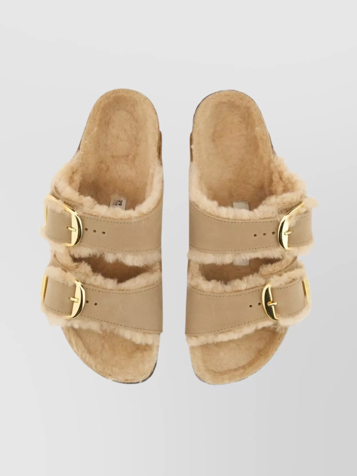 Birkenstock Arizona Big Buckle Shearling Sandals In Neutral